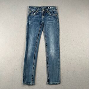 Miss Me Sunny Skinny Jeans Women’s 27x29 Blue‎ Denim Low Rise Distressed
